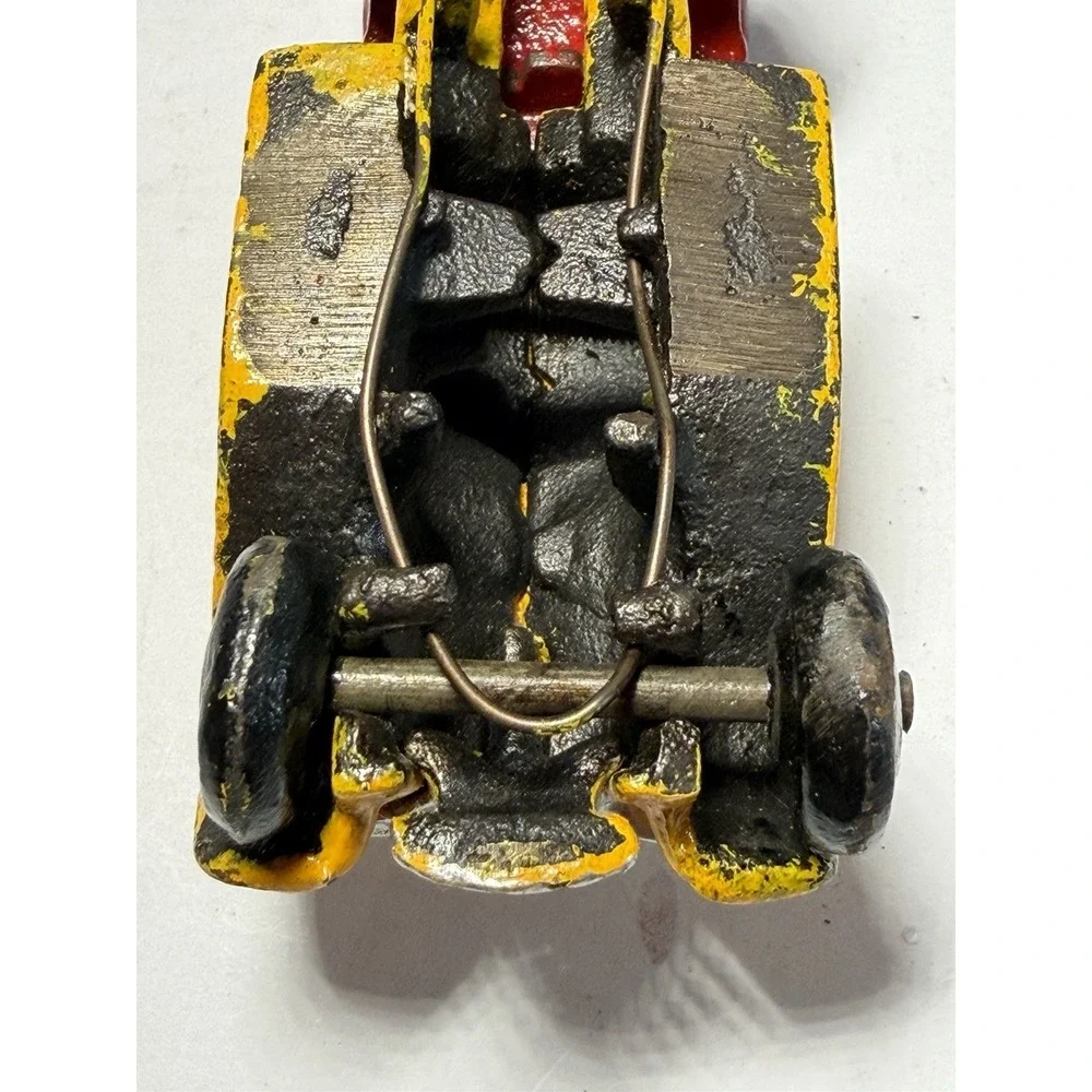 Cast Iron Dump Truck Toy Yellow Red Vintage Style Heavy Made In China